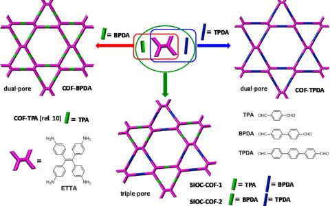上海有机所赵新JACS：利用不同基元混合组装的策略构筑三孔COFs