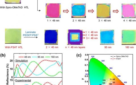 Nano Lett. 华中科技大学：聚合物电极用作彩色钙钛矿太阳能电池的光谱选择性抗反射涂层