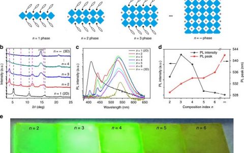 Nat. Commun.：具有表面钝化的相工程钙钛矿的高效绿光发光二极管