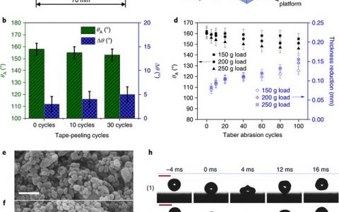 伦敦大学学院Nature Materials：具有机械化学稳定性和抗液体侵蚀性的全有机超疏水涂层