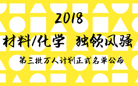 第三批国家“万人计划”正式名单出炉，158位材料、化学科学家入选领军人才！