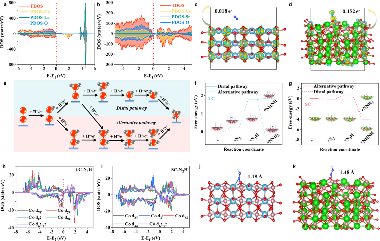 楚凯斌/王朔/翁波/苏宝连院士《Angew. Chem. Int. Ed.》：通过给体-反馈给体调节机制调控反应路径，提升钴基钙钛矿的电催化氮还原性能(图2)