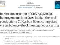 中南大学龚深教授团队《Carbon》: 湍流冲击均匀铸造法原位构建高导热Cu/碳纤维复合材料的Cu/Cr3C2 (ZrC) /C异质界面
