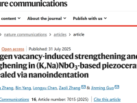 湖北大学郭金明NC:纳米压痕揭示氧空位对无铅压电陶的强韧化作用