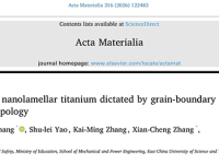 Acta Mater.丨华东理工涂善东、张显程等：晶界倾角与拓扑调控纳米层片钛循环稳定性